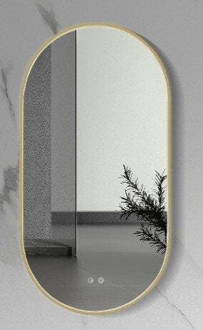 Spiegel 100 x 50 cm ovaal met ledverlichting en verwarming, Ophalen of Verzenden, Nieuw, Koper, Bad