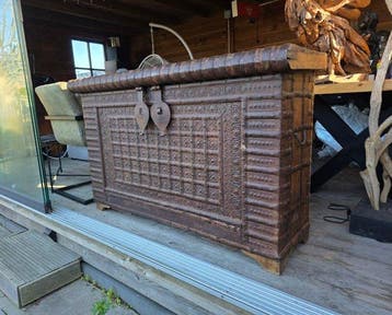Kist - IJzer, Hout - XXL Indiase bruidsschatkist