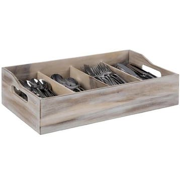 Bestekbak | Hout | 4-vaks | 510x280x130(h)mm APS, Verzenden, Nieuw in verpakking