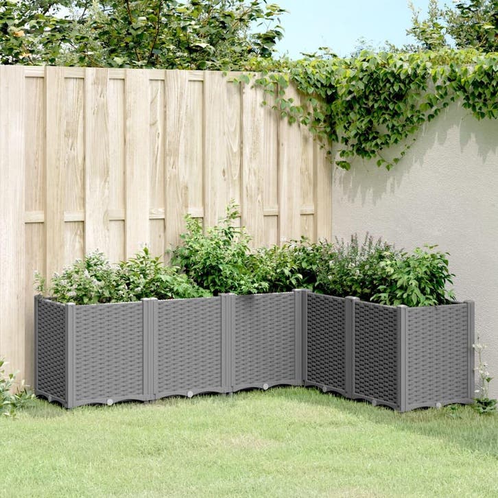 vidaXL Plantenbak 160x120x53 cm polypropeen lichtgrijs, Tuin en Terras, Bloembakken en Plantenbakken, Nieuw, Kunststof, Verzenden