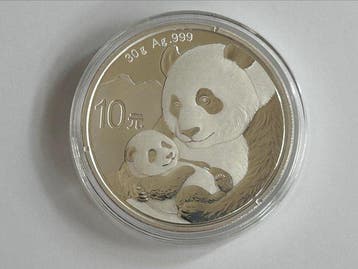 China. 10 Yuan 2019, Panda 30gr. Plata .999 (Zonder