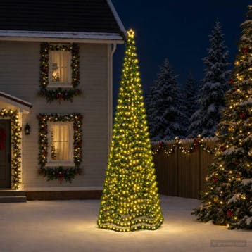 vidaXL Led-kerstboom met tinsel en grondpen EKENAS 500 cm, Diversen, Verzenden, Nieuw