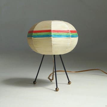 Tafellamp - Raffia, Metaal - Italiaanse nachtlamp, Antiek en Kunst