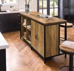 Keukeneiland industrieel met opbergruimte, MDF en metaal, Verzenden, Nieuw