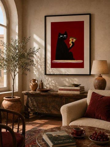 Tetiana Zaitseva - Acrylic Painting XL Pizza Cat no 298