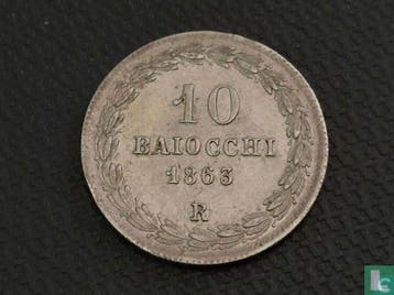 Kerkelijke Staat 10 baiocchi 1863 (XVII), Verzenden, Overige landen, Losse munt, Goud
