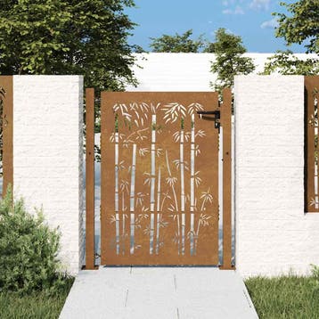 vidaXL Poort 100x125 cm bamboe-ontwerp cortenstaal, Verzenden, Nieuw