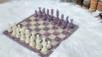 Schaakspel - 100% amethist (Brazilië), 100% witte maansteen, Antiek en Kunst