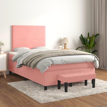 vidaXL Boxspring met matras fluweel roze 120x200 cm, Verzenden, Nieuw, Twijfelaar, 120 cm