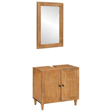 vidaXL Badkamermeubelset 2 st Bruin 62 x 33 x 58 cm Bewerkt, Verzenden, Nieuw, Overige typen