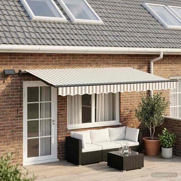vidaXL Handmatig knikarmscherm met solar LED 5 x 3 m, Verzenden, Nieuw