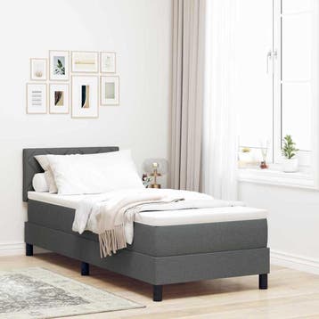 vidaXL Boxspring bed met kussen Donkergrijs 80 x 200 cm Stof, Verzenden, Nieuw, Grijs, Stof