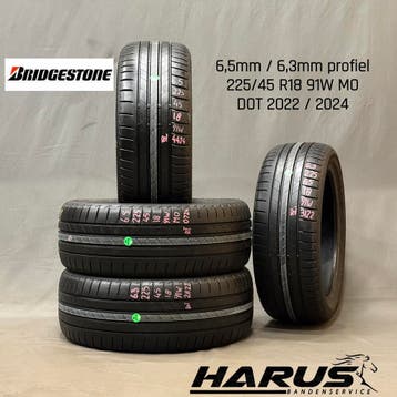225/45/18 91W MO Bridgestone zomerbanden 6,5/6,3mm profiel, Auto-onderdelen, Banden en Velgen, 18 inch, Gebruikt, Ophalen of Verzenden