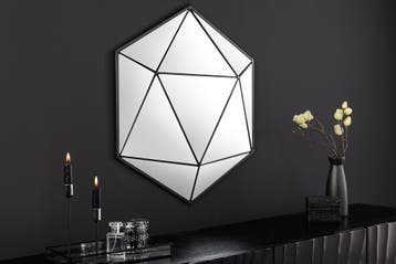 Design spiegel DIAMOND 65cm zwart metaal handgemaakt - 43824, Huis en Inrichting, Woonaccessoires | Spiegels, Ophalen of Verzenden