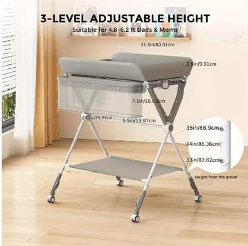 Multifunctionele Babywisseltafel met Zijmand en Kledingstang, Verzenden, Nieuw