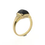 Vintage gouden herenring met onyx, 18 tot 19, Gebruikt, Overige kleuren, Ophalen of Verzenden