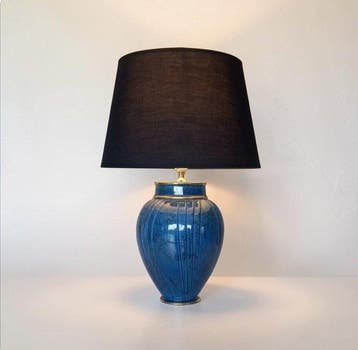 Lamp - Chic en elegant - Blauw geglazuurd keramiek