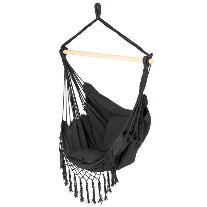 Hangstoel Zwart Kussens | 150kg | Nieuw | OP=OP, Tuin en Terras, Hangmatten, Opvouwbaar, Buiten, Nieuw, Eenpersoons, Ophalen of Verzenden
