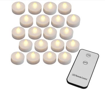LED Theelichtjes 20 stuks Flikkerend Warm Wit met Afstand..., Verzenden, Nieuw