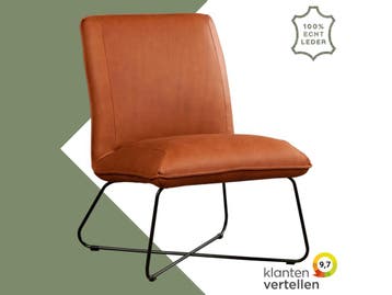 Leren fauteuil Less - Rancho Cognac (cognac), Industrieel, Modern, Scandinavisch, Nieuw, Ophalen of Verzenden, 50 tot 75 cm
