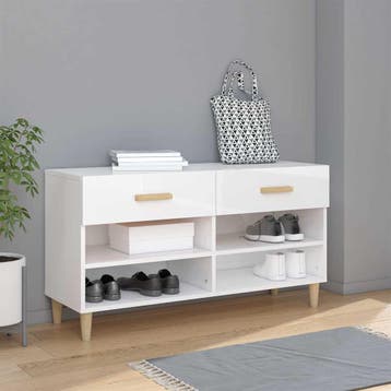 vidaXL Schoenenkast 102x35x55 cm bewerkt hout hoogglans wit, Verzenden, Nieuw