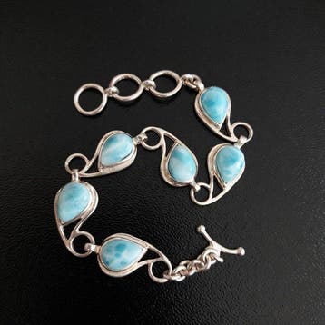 Armband van larimar van hoge kwaliteit. Ambachtelijk, Antiek en Kunst
