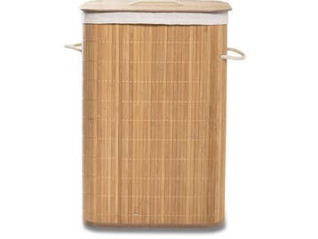 Veiling - Blokker Wasmand met Deksel - Bamboe - 76 Liter, Nieuw