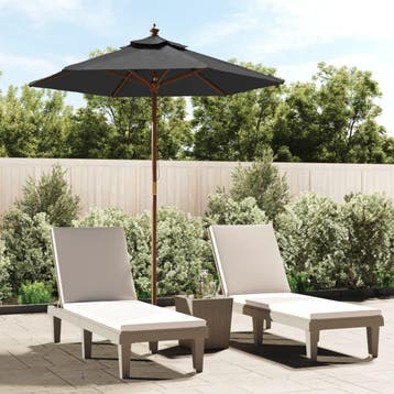 vidaXL Parasol met houten paal 196x231 cm antracietkleurig, Verzenden, Nieuw, 1 tot 2 meter