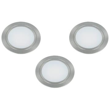 Set van 3 led spots inbouw rvs-look, Verzenden, Nieuw