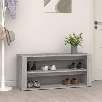 vidaXL Schoenenrek 100x35x45 cm bewerkt hout grijs sonoma, Verzenden, Nieuw