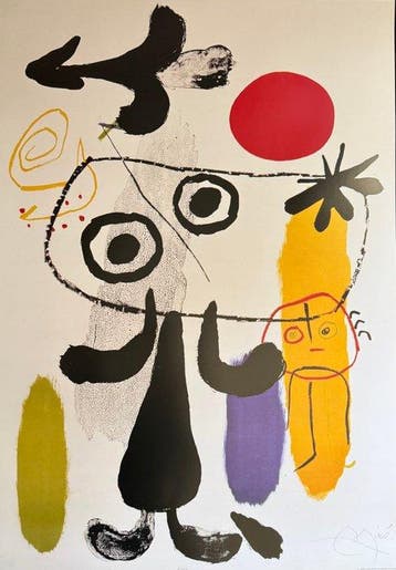 Joan Miro (1893-1983) - “Figure against red sun II, 1950”.
