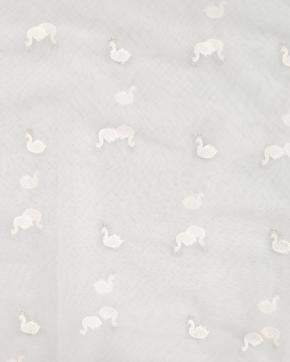 Nylon Mesh Geborduurd Zwanen Ecru, Nieuw, Overige kleuren