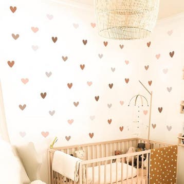 12 muursticker hartjes in aarde tinten, Verzenden, Nieuw, Wanddecoratie