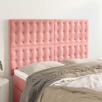 vidaXL Hoofdbord roze 144x5x118/128 cm fluweel, Verzenden, Nieuw, Stof