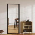 vidaXL Binnendeur 83x201,5 cm ESG-glas en aluminium zwart, Verzenden, Nieuw