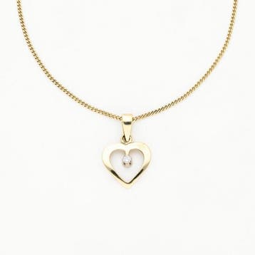 Ketting met hanger - 14 karaat Geel goud Diamant, Sieraden, Tassen en Uiterlijk, Antieke sieraden