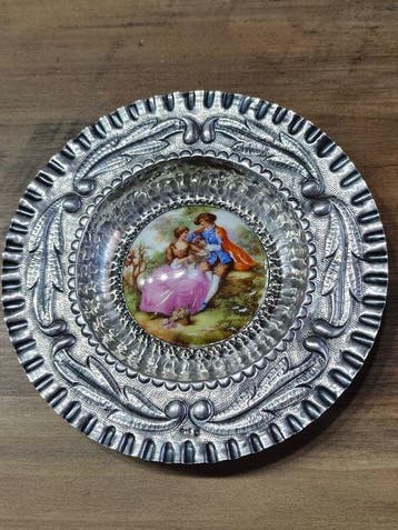 Limoges - Schotel - .916 (88 Zolotniki) zilver - Zilveren, Antiek en Kunst