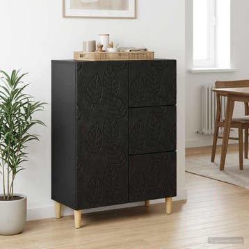 vidaXL Dressoir Zwart 66 x 34,5 x 90 cm Bewerkt hout, Verzenden, Nieuw, Overige houtsoorten, Minder dan 50 cm
