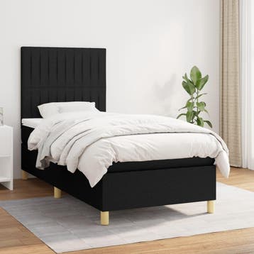 vidaXL Boxspring met matras stof zwart 90x190 cm, Huis en Inrichting, 90 cm, Eenpersoons, Verzenden, Zwart