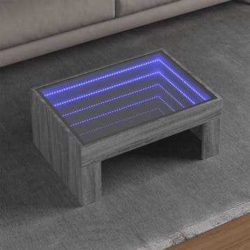 vidaXL Salontafel met Infinity LED 70x50x30 cm grijs sonoma, 50 tot 100 cm, Verzenden, Nieuw, 50 tot 100 cm