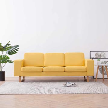 vidaXL Driezitsbank stof geel, Huis en Inrichting, Verzenden, Minder dan 150 cm, Stof, Driepersoons