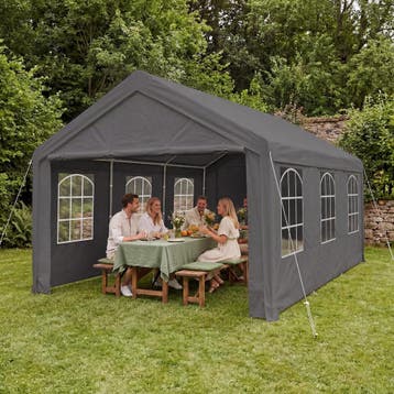 Tuinpaviljoen 6x4m met 4 zijwanden - grijs, Tuin en Terras, Verzenden, Nieuw