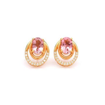 Oorstekers - 14 karaat Geel goud - 1.76ct. tw. Toermalijn -