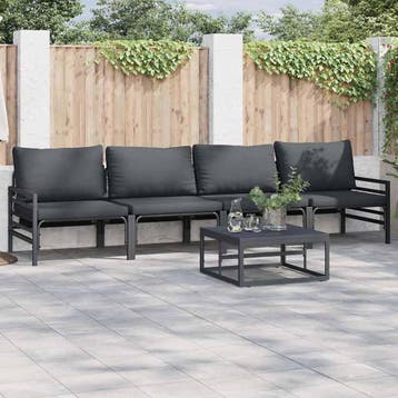 vidaXL Tuinbankenset 4 st Zwart Staal, Verzenden, Nieuw, Rvs, 4 zitplaatsen