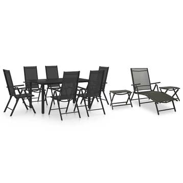 vidaXL 10-delige Loungeset zwart en antracietkleurig, Verzenden, Loungeset, 7 zitplaatsen, Nieuw