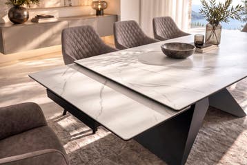 Eettafel DIAMOND 180-260cm uitschuifbaar keramiek mat wit, Ophalen of Verzenden, Nieuw