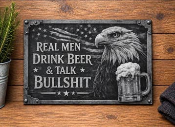 Grappig bierbord 30x20 cm – Real Men Drink Beer – aluminium, Eigen ontwerp, Vintage, Nieuw, Wandbord of Wandpaneel
