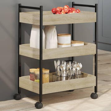 vidaXL Keukentrolley 50x30x70 cm bewerkt hout sonoma, Verzenden, Nieuw