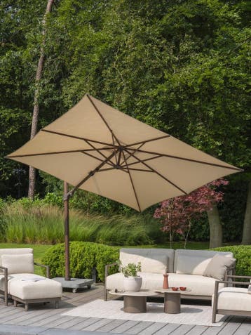 Siesta premium zweefparasol 300x300 cm wenge frame beach, Ophalen of Verzenden, Nieuw