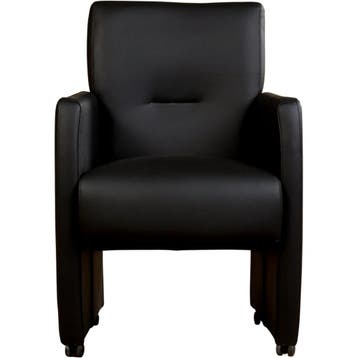 Leren eetkamerstoel Pleasure - Toledo Nero (zwart) - Met, Eigentijds, Modern, Zwart, Nieuw, Leer